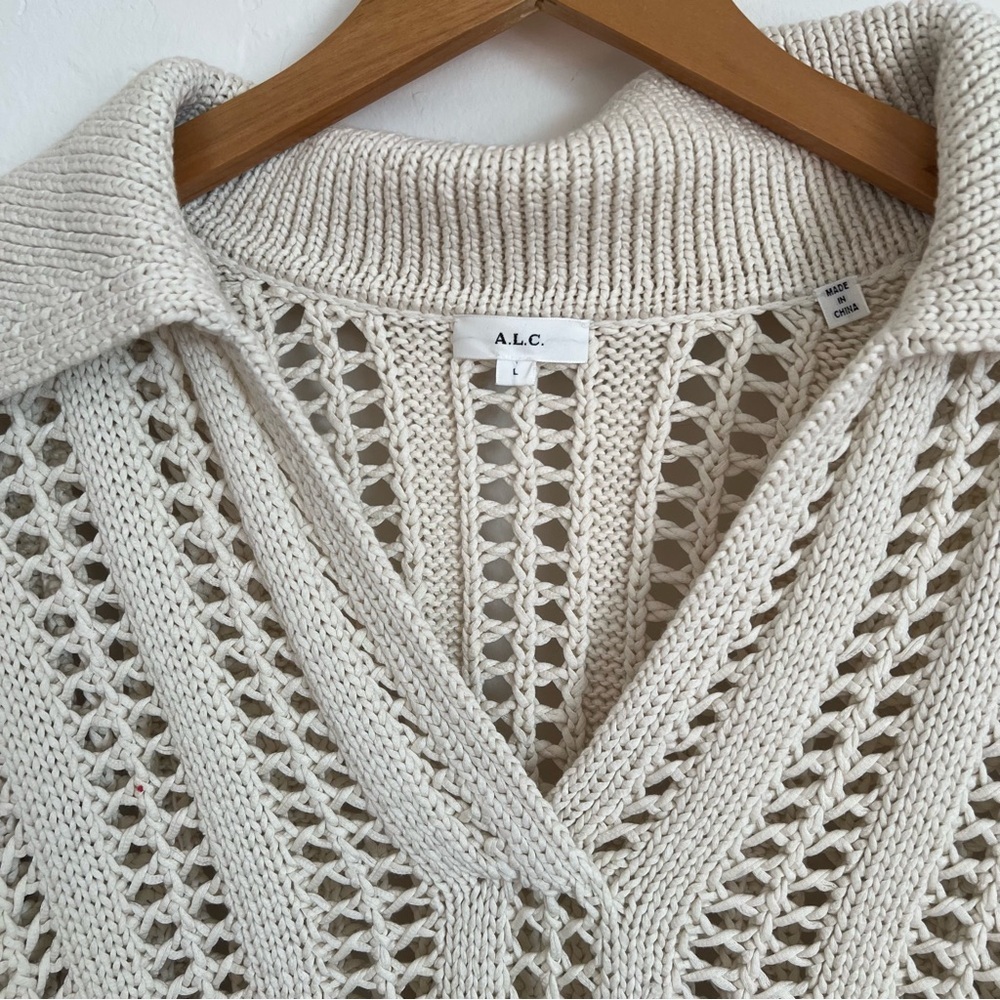 A.L.C. Emil Cropped Open-Knit Cotton Sweater - Picture 4 of 6